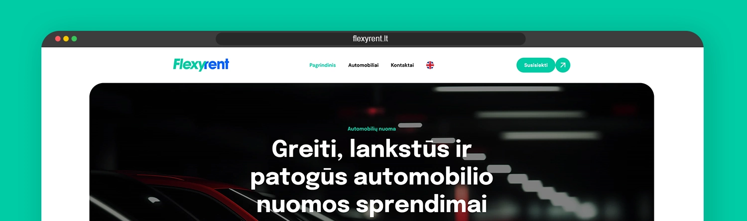 Flexyrent automobilių nuomos svetainė – pagrindinio puslapio dizainas „Flexyrent“ automobilių nuomos svetainės pagrindinio puslapio dizainas.